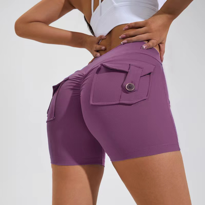 Short taille haute avec poches pour le yoga, le fitness, le sport, séchage rapide, vêtements d'été