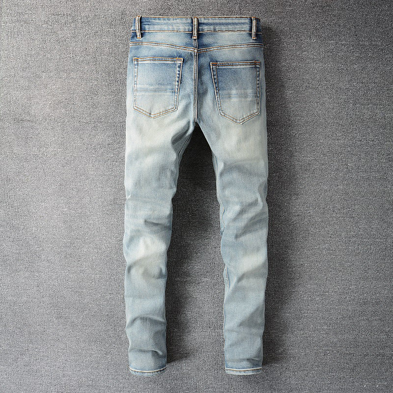 Fashion Men's Knee Hole Patch Jeans