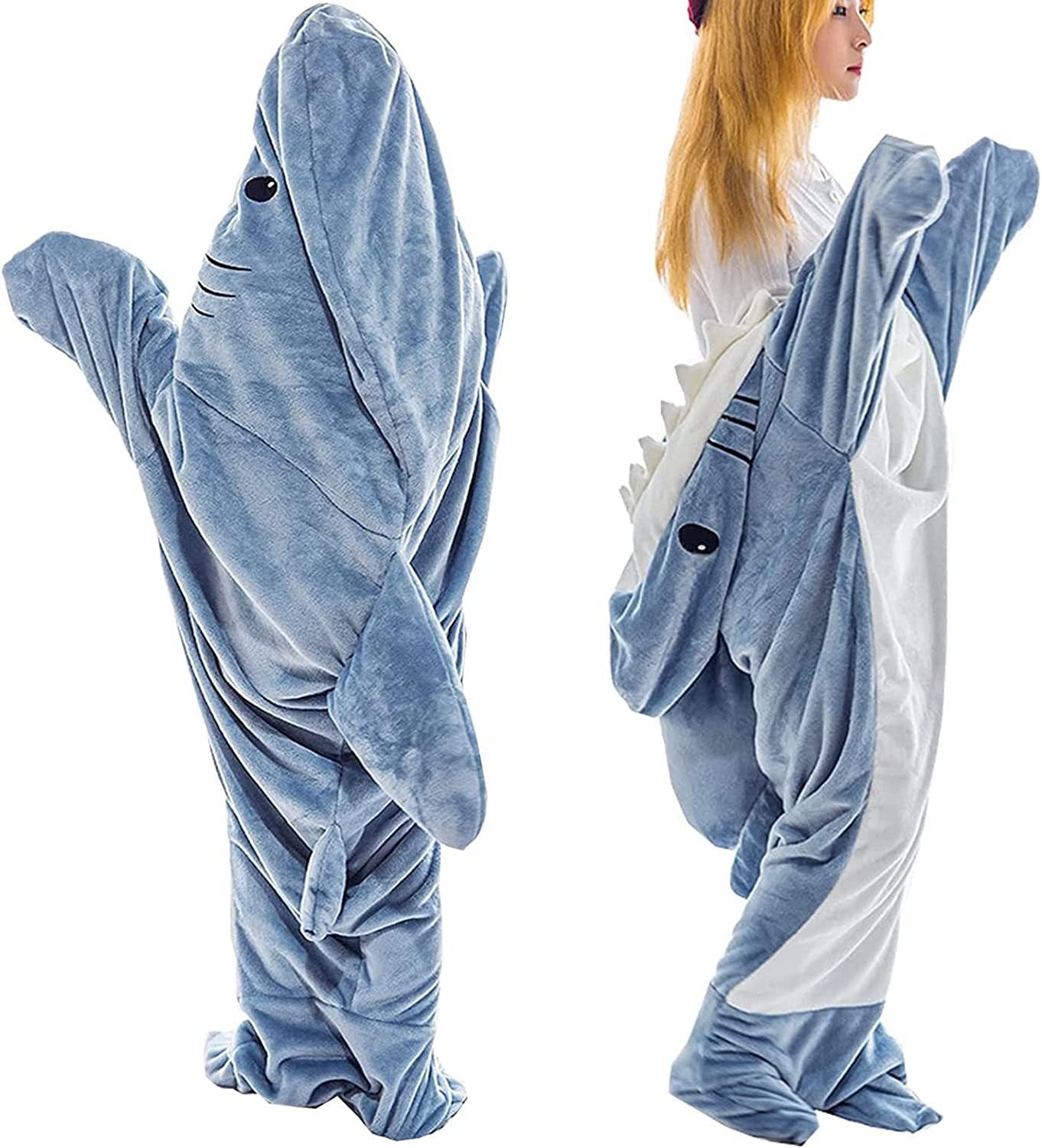 Home Soft Flannel Shark Blanket Hoodie