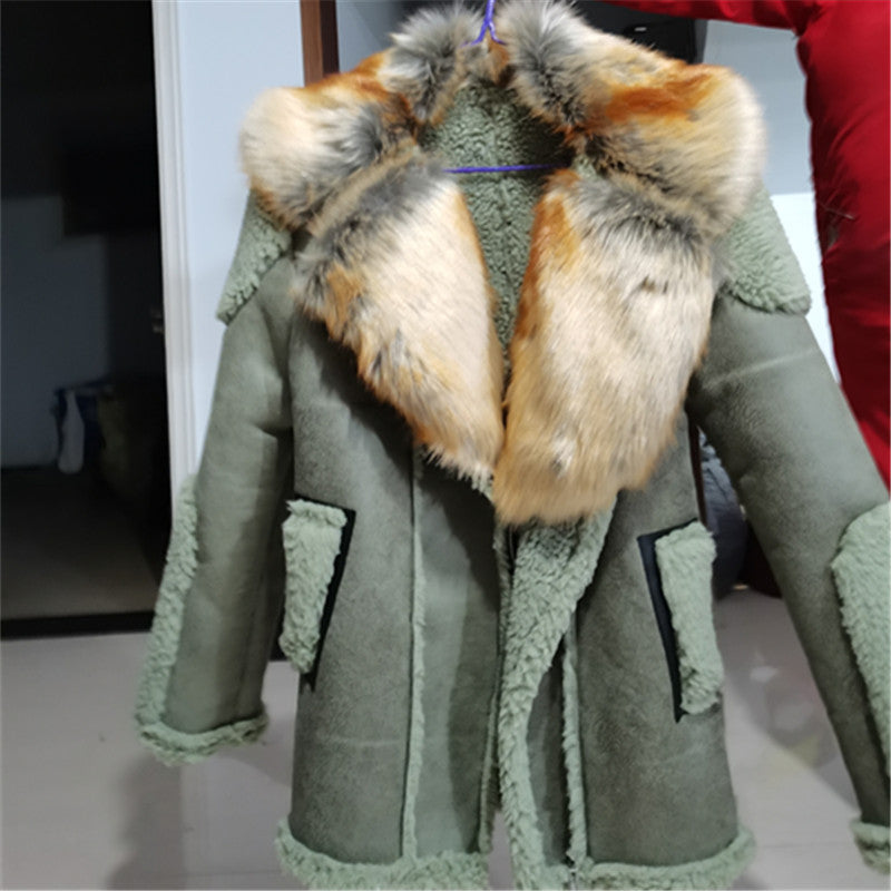 Leather coat, lamb fur and fur one short