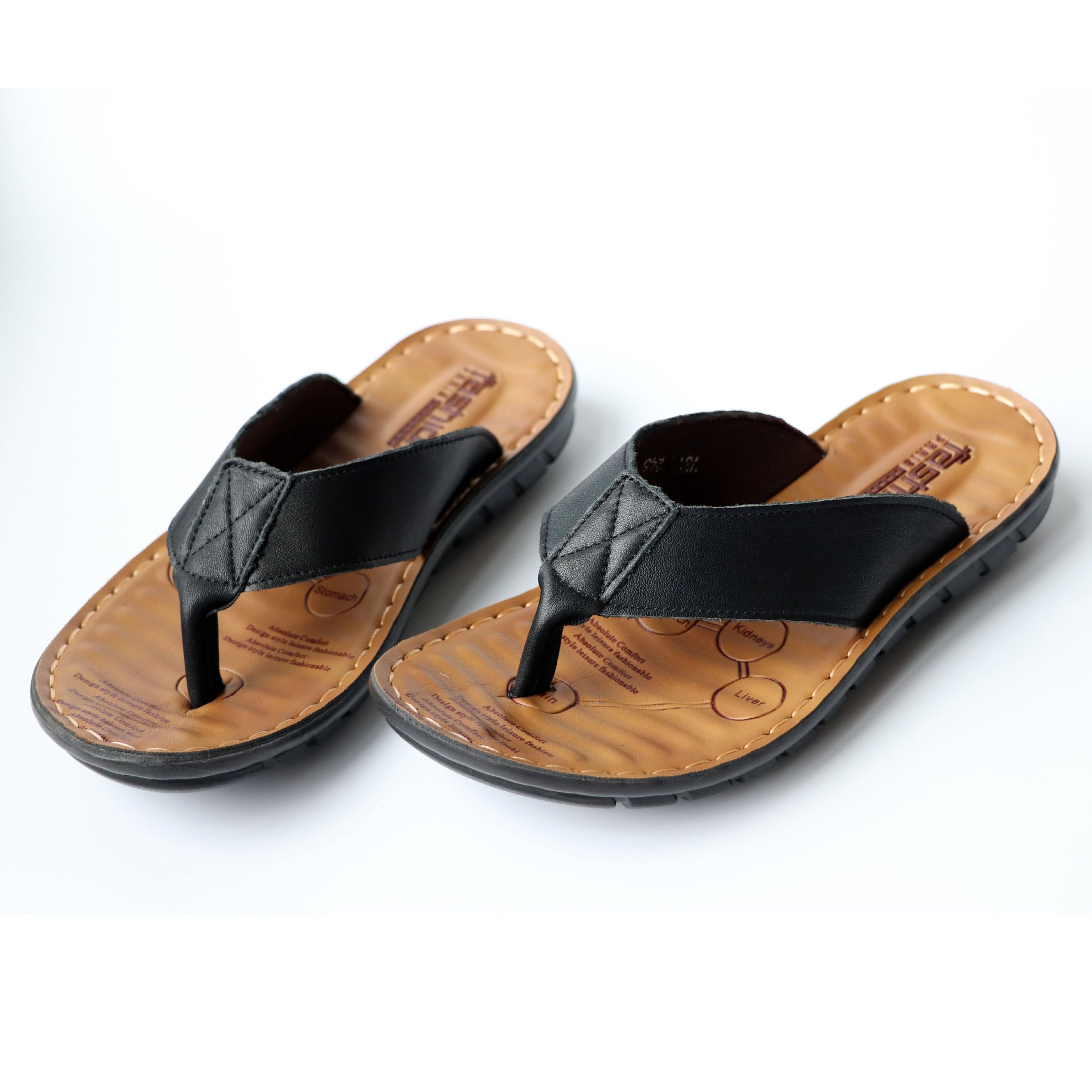 Summer New Cowhide Men's Flip Flops Sandals