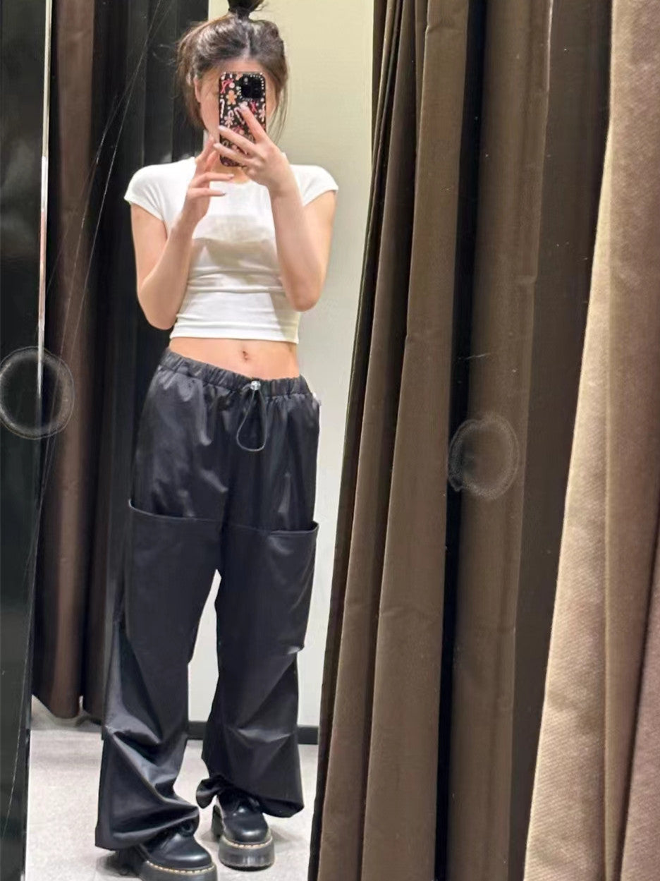 Women's Fashionable Silk Satin Casual Wide-leg Pants