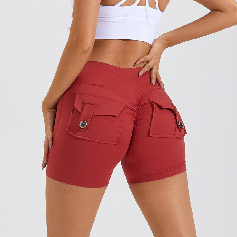 Short taille haute avec poches pour le yoga, le fitness, le sport, séchage rapide, vêtements d'été