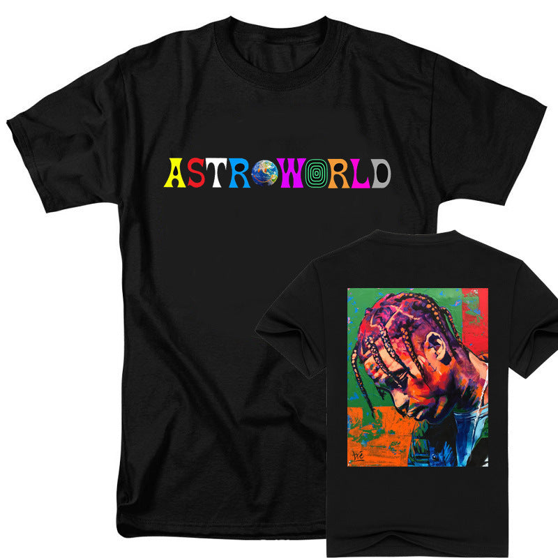 American Best-Selling Album TravisScott Personality Front And Back Printing Men's T-Shirt Short Sleeves