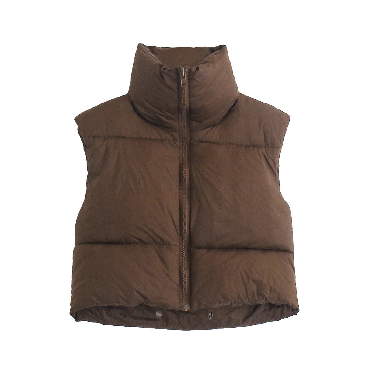 Cotton Vest With Zipper And Stand-up Collar Vest