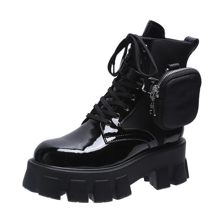 Patent Leather Pocket Boots