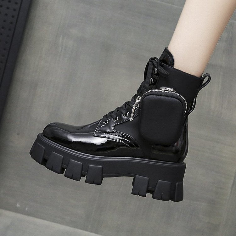 Patent Leather Pocket Boots