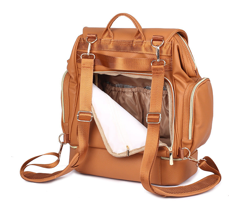 New Style Mommy Bag Factory Direct Supply PU Mommy Backpack Baby Bag Overseas Hot Sale Leather Mommy Bag Shoulders