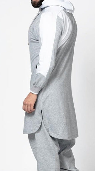 Mens Colorblock Robe Muslim Zip Pocket Sweatshirt