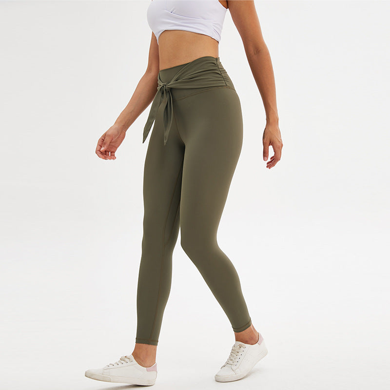 Pantalon de yoga legging Neuf-point avec bretelles