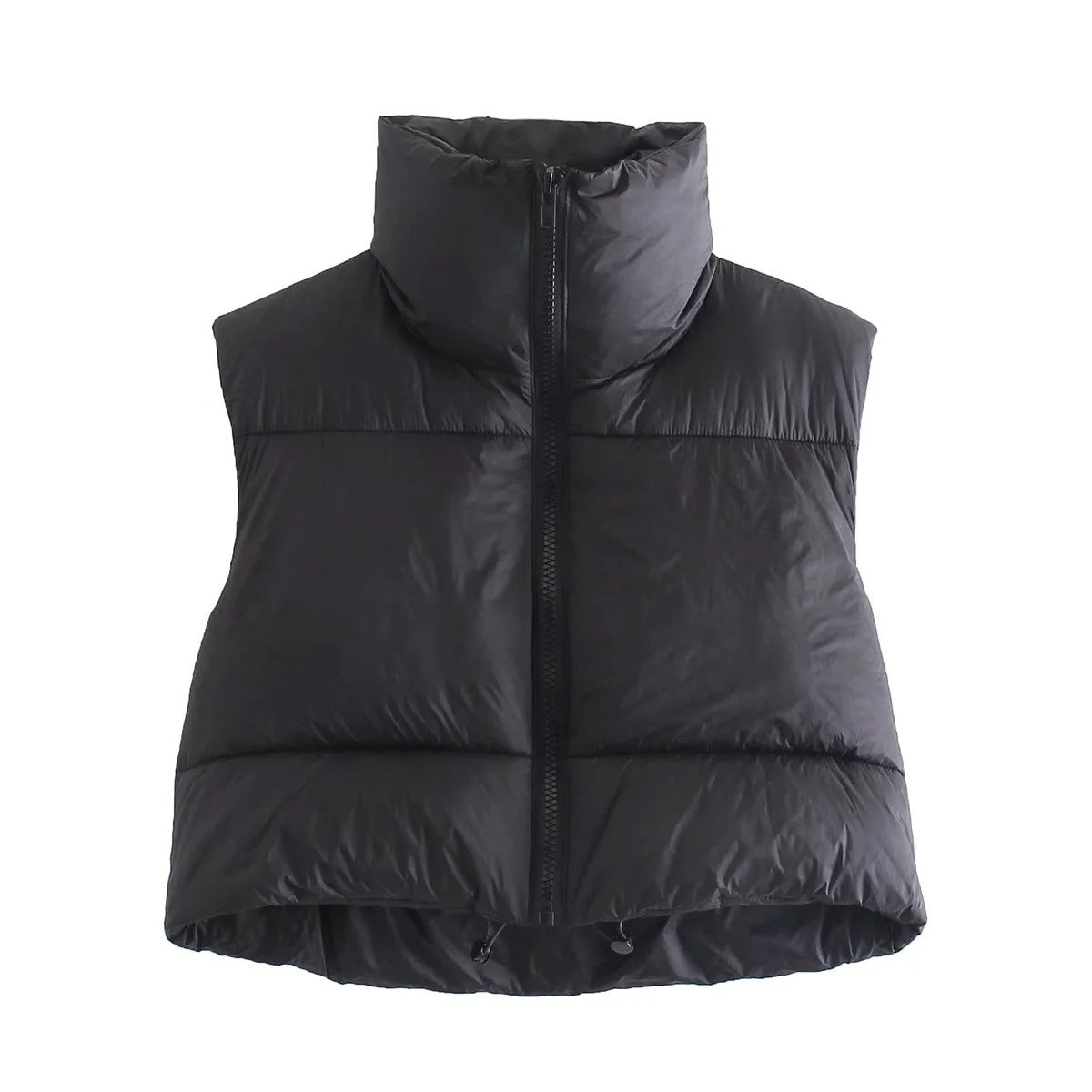 Cotton Vest With Zipper And Stand-up Collar Vest