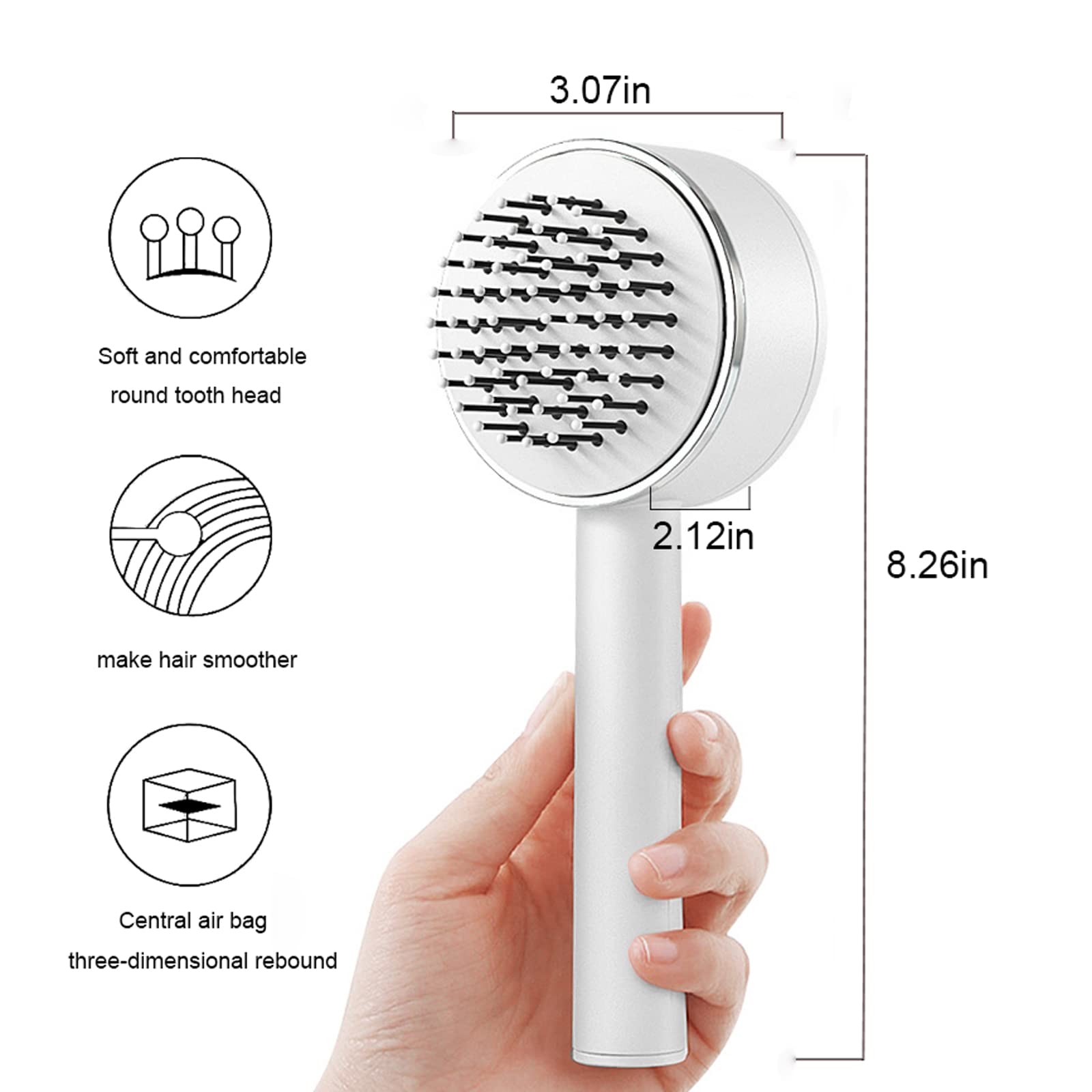 One-key Self-cleaning Hair Brush For Women Curly Hair Brush  Anti-Static Airbag Massage Comb  Airbag Massage Scalp Comb Professional Detangling One-key Self-cleaning