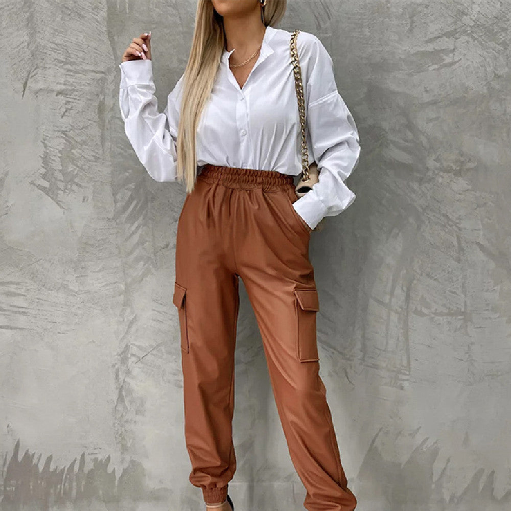 Fashion Ankle-tied Elastic Waist Pants Women