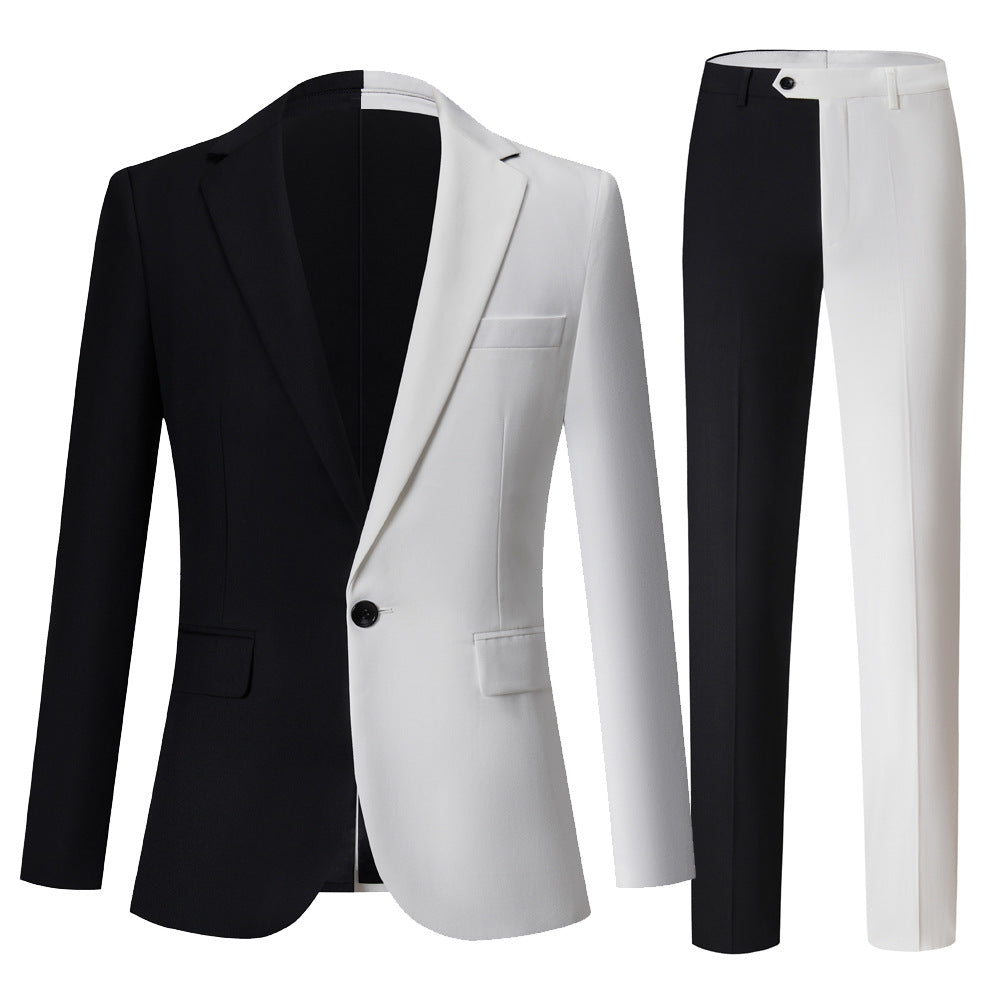 Men's Suit Two Piece Matching Suit Black And White Color