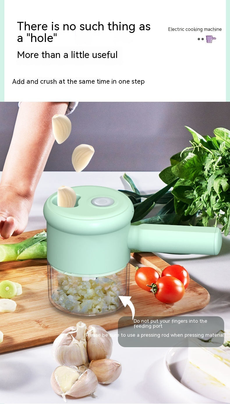 Multifunctional Electric Vegetable Cutting Mashed Garlic Kitchen Storm Slicer Household Hand-held Cooking Hammer Suit