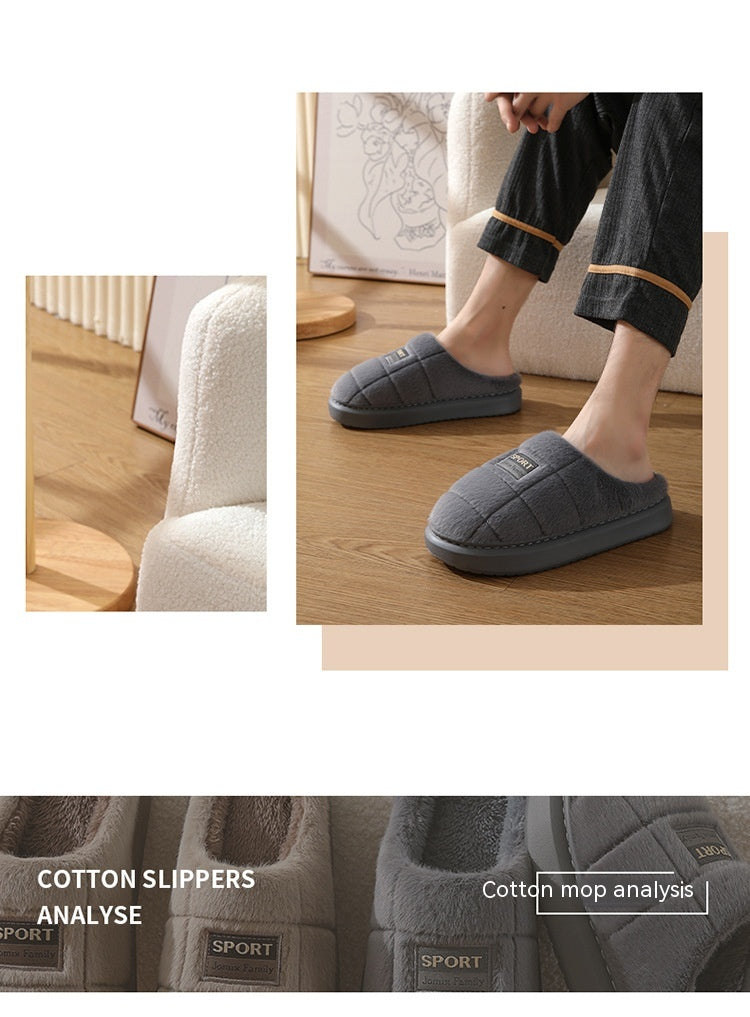 Men's Cotton Winter Household Woolen Thick Bottom And Warm Keeping Slippers