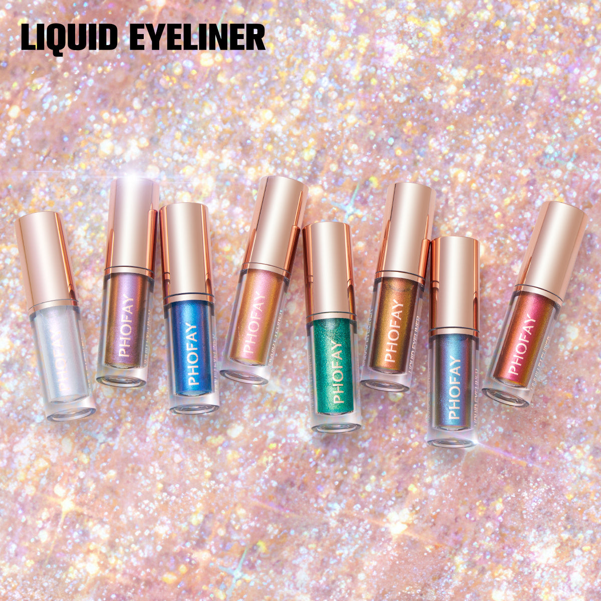 Ensemble d'eye-liner à paillettes liquides  PHOFAY & TENDANCE