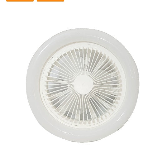 Ventilateur de plafond à télécommande ronde de 26cm avec lampe LED E27 30W Ventilateur suspendu pour la maison de la salle de bureau, ventilateur de refroidissement d'air