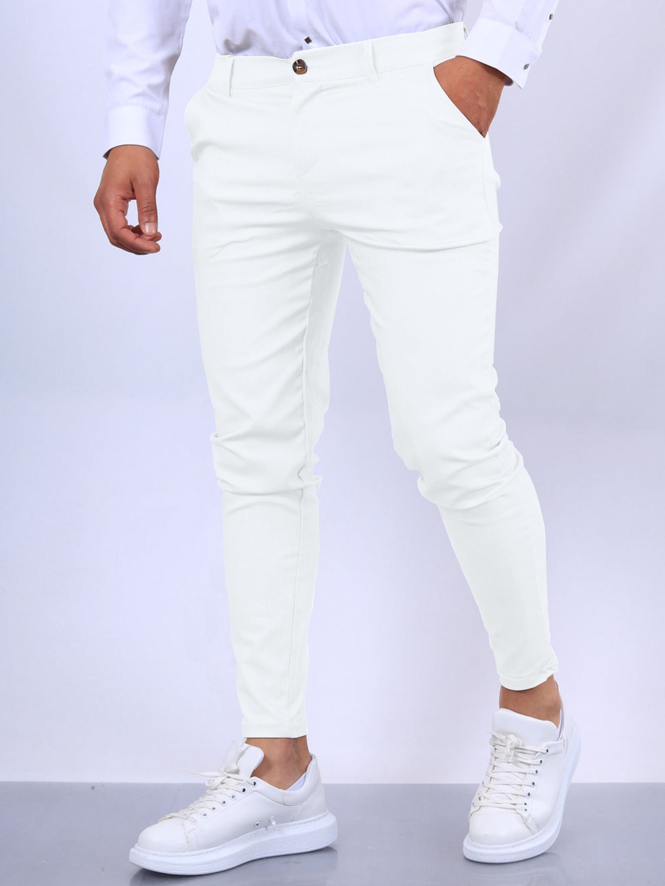 European And American Solid Color Textured Casual Tapered Pants