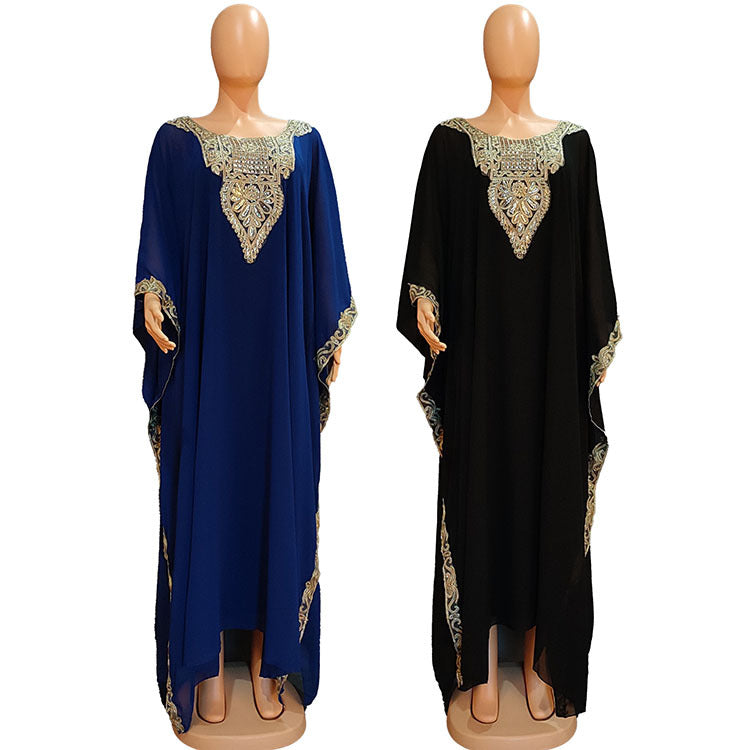 Women's Dress Embroidered Lace Muslim Dress