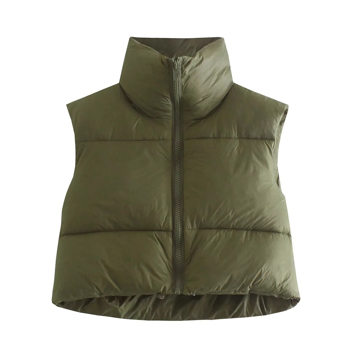 Cotton Vest With Zipper And Stand-up Collar Vest