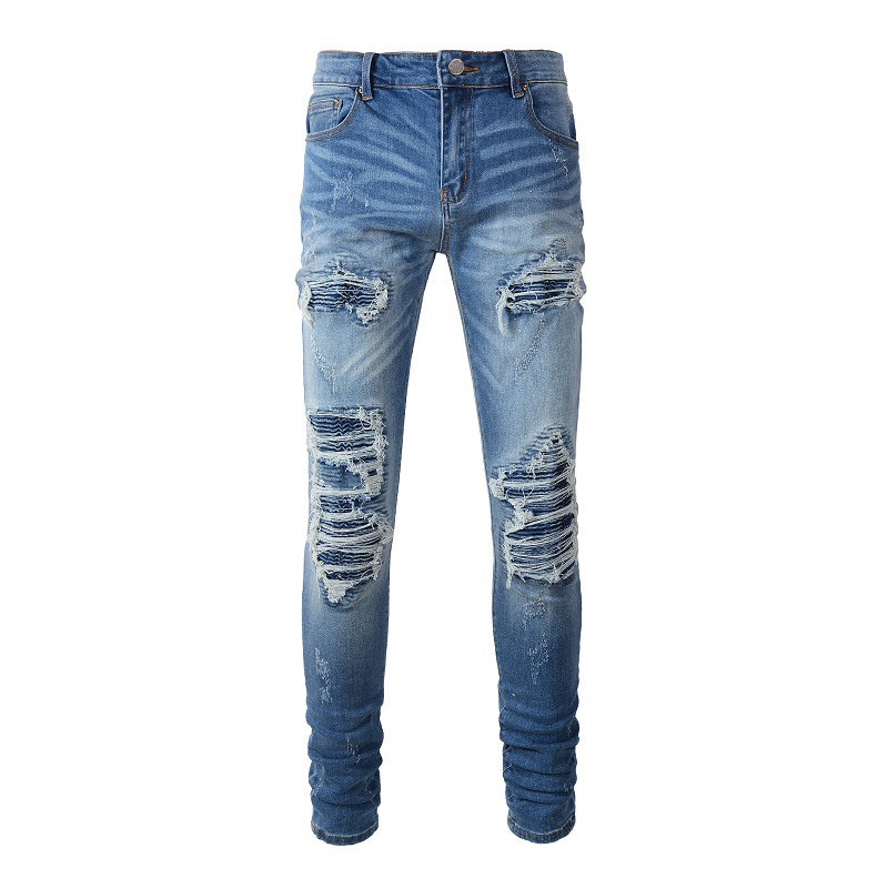 Men's Trendy Brand Frayed Denim Patch