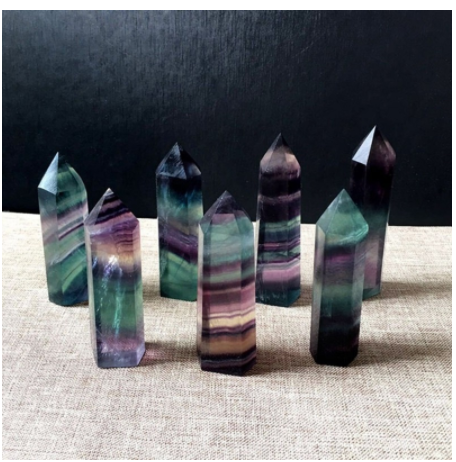 Natural fluorite crystal column decoration