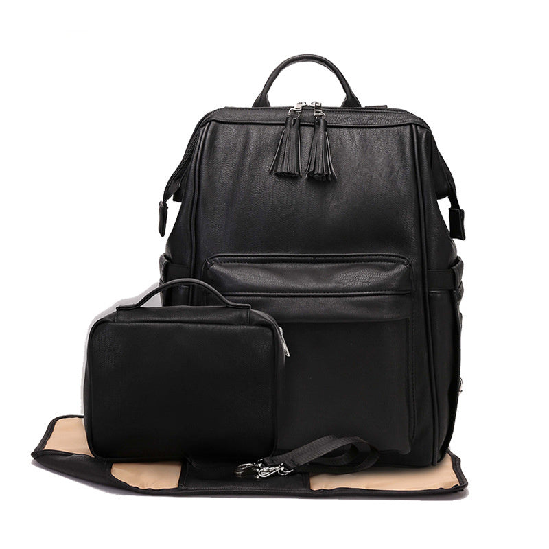 Leather mommy backpack