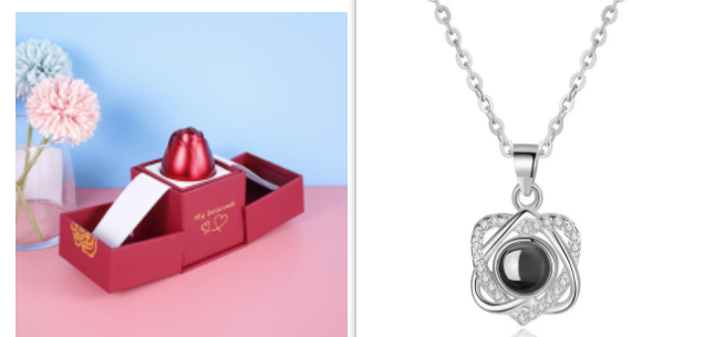 Hot Valentine's Day Gifts Metal Rose Jewelry Gift Box Necklace For Wedding Girlfriend Necklace Gifts