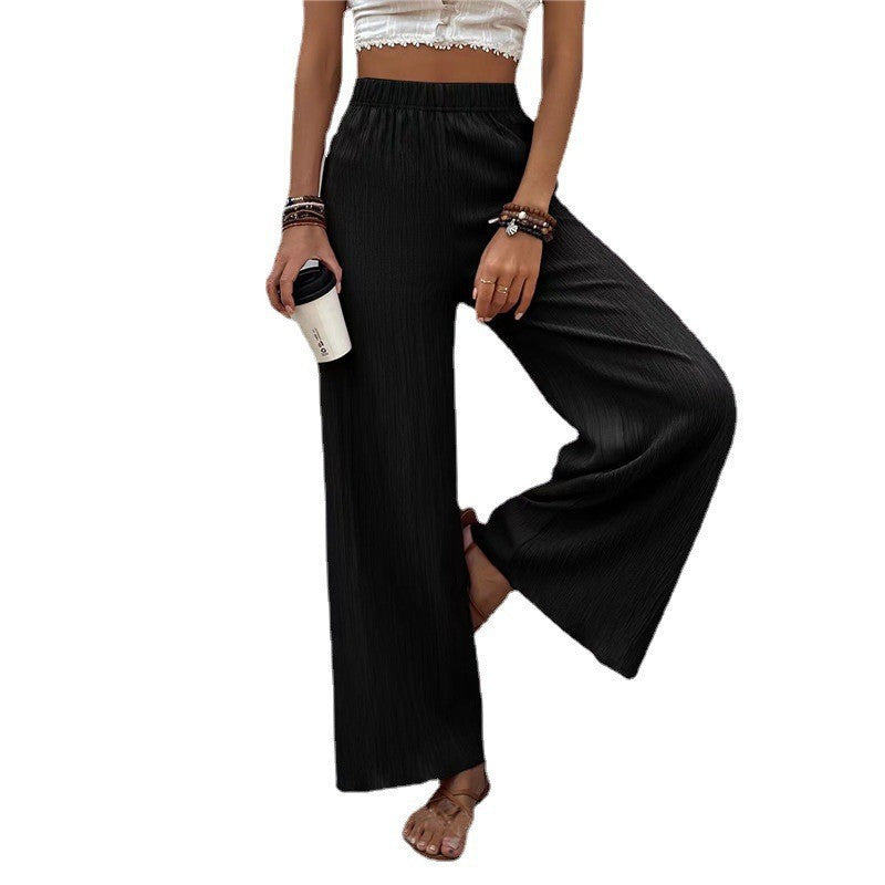 Women's Clothing Casual Loose Slimming Crumpled Wide-leg Pants