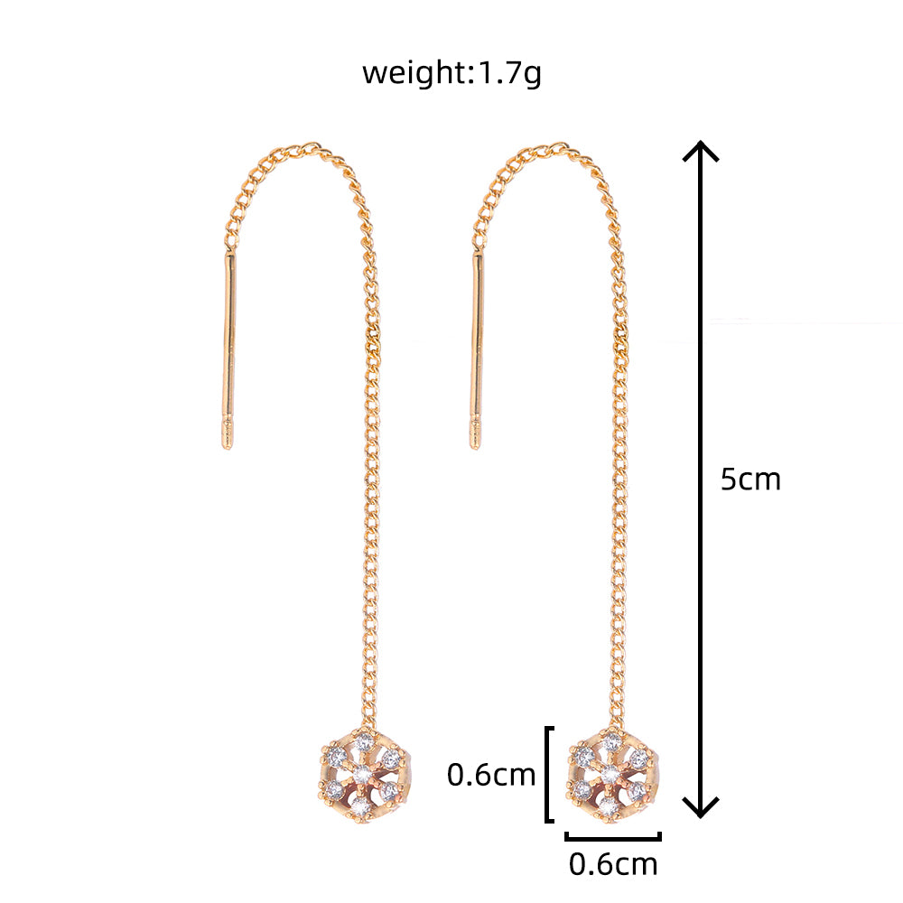 Polygonal Cutout Copper Zircon Pendant Ear Wire