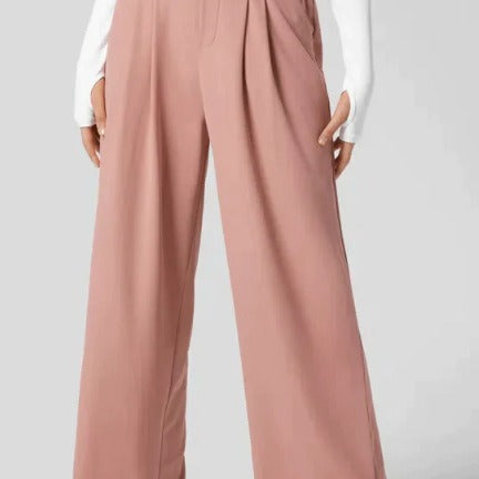 Women's Solid Color Casual Suit Pants With Real Pockets