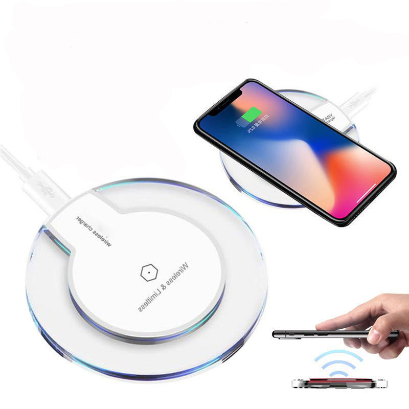 New Wireless Charging Dock Charger Crystal Round Charging Pad With Receiver For Apple For Sanxing