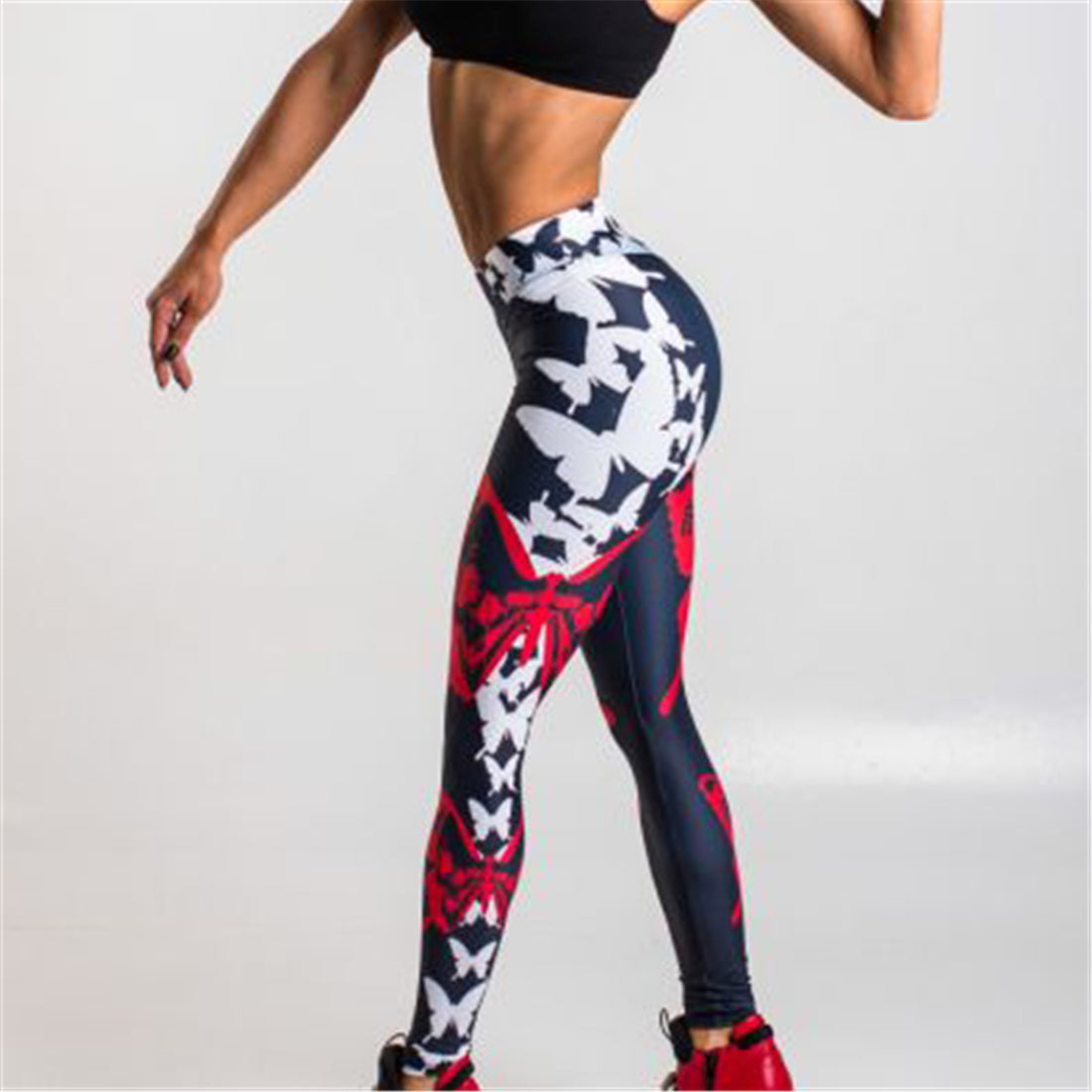 Rouge Papillon  Leggings Femmes de Sport