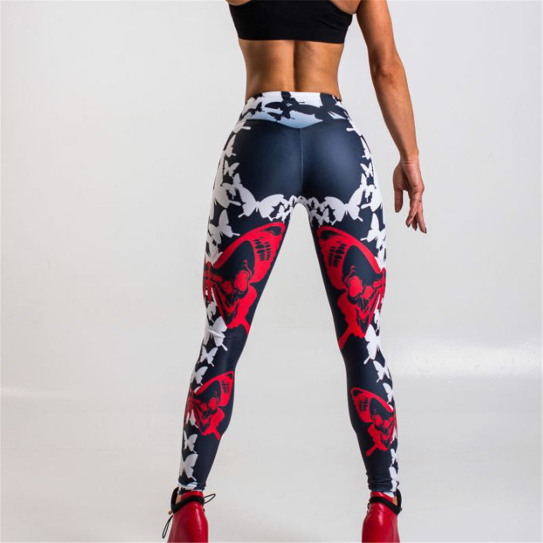 Rouge Papillon  Leggings Femmes de Sport