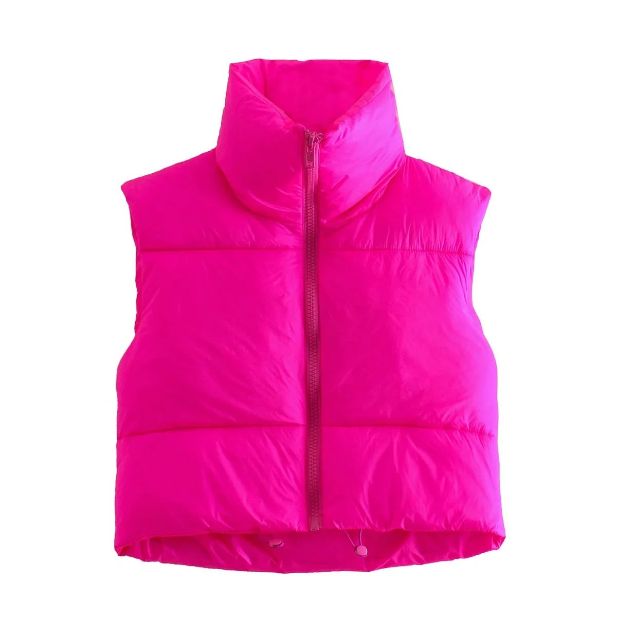 Cotton Vest With Zipper And Stand-up Collar Vest