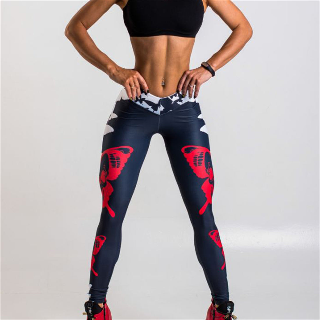 Rouge Papillon  Leggings Femmes de Sport