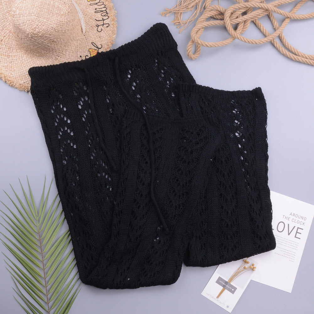 Hollow Hand Crochet Loose Wide Trousers Beach Vacation Style