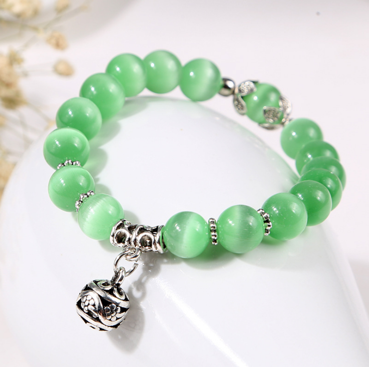 Natural opal beads bracelets crystal fashion women bracelet vintage stainless steel braceletes for women 