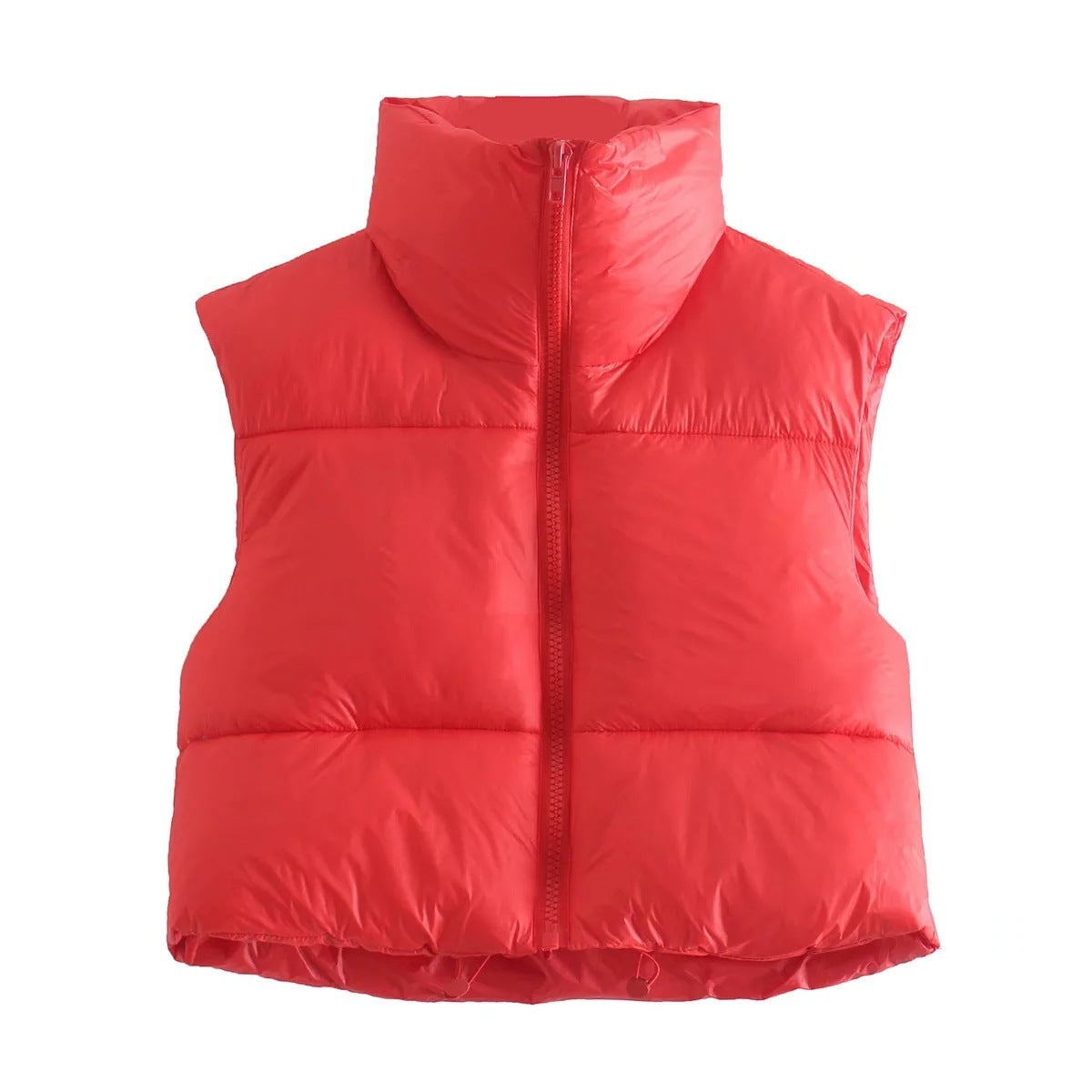 Cotton Vest With Zipper And Stand-up Collar Vest