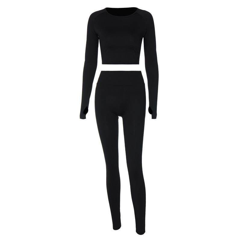 Round Neck Long Sleeve Top Pants Skinny Pants | Elastic Top | For Yoga Sports | Bodycon Jumpsuit