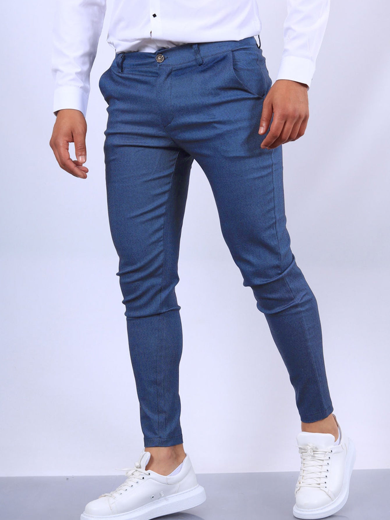 European And American Solid Color Textured Casual Tapered Pants