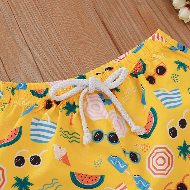 Printed yellow beach pants