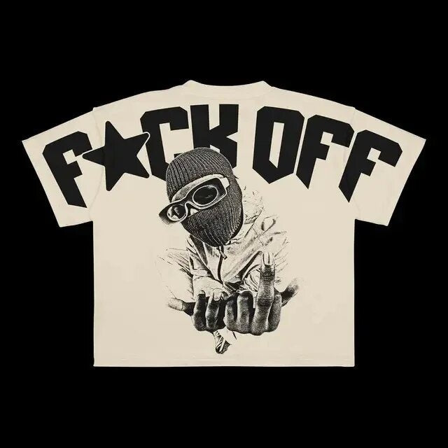 T-shirt Unisexe Hip Hop Fuck Off Beige