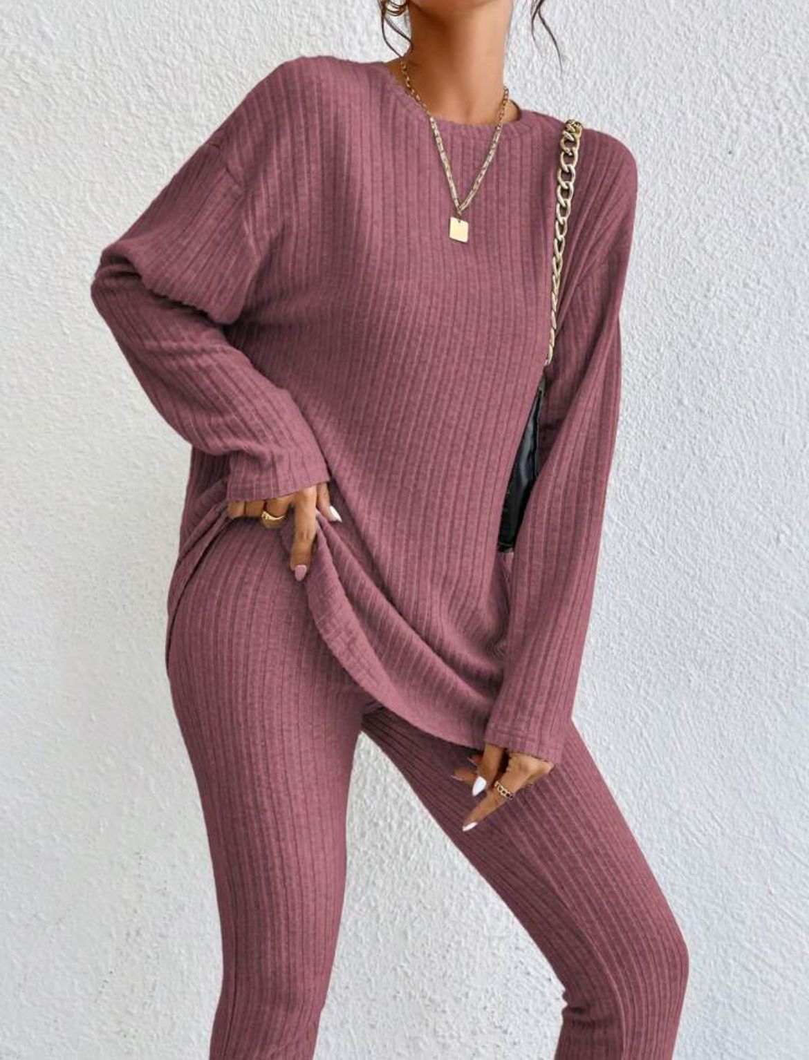 Autumn and winter high waist long sleeve set