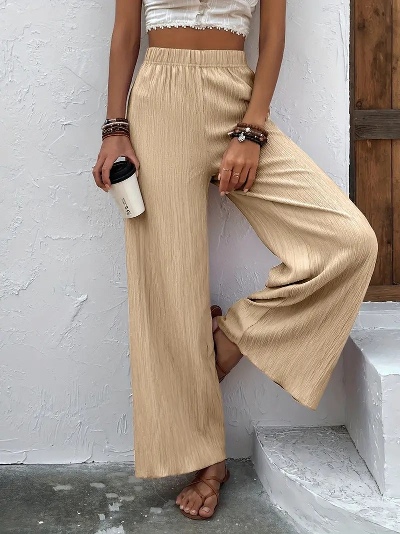 Women's Clothing Casual Loose Slimming Crumpled Wide-leg Pants