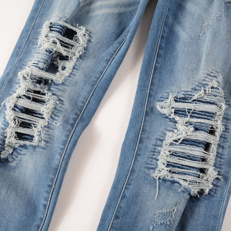 Men's Trendy Brand Frayed Denim Patch