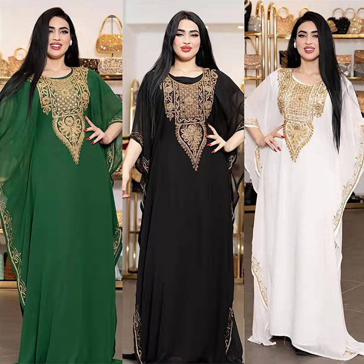 Women's Dress Embroidered Lace Muslim Dress