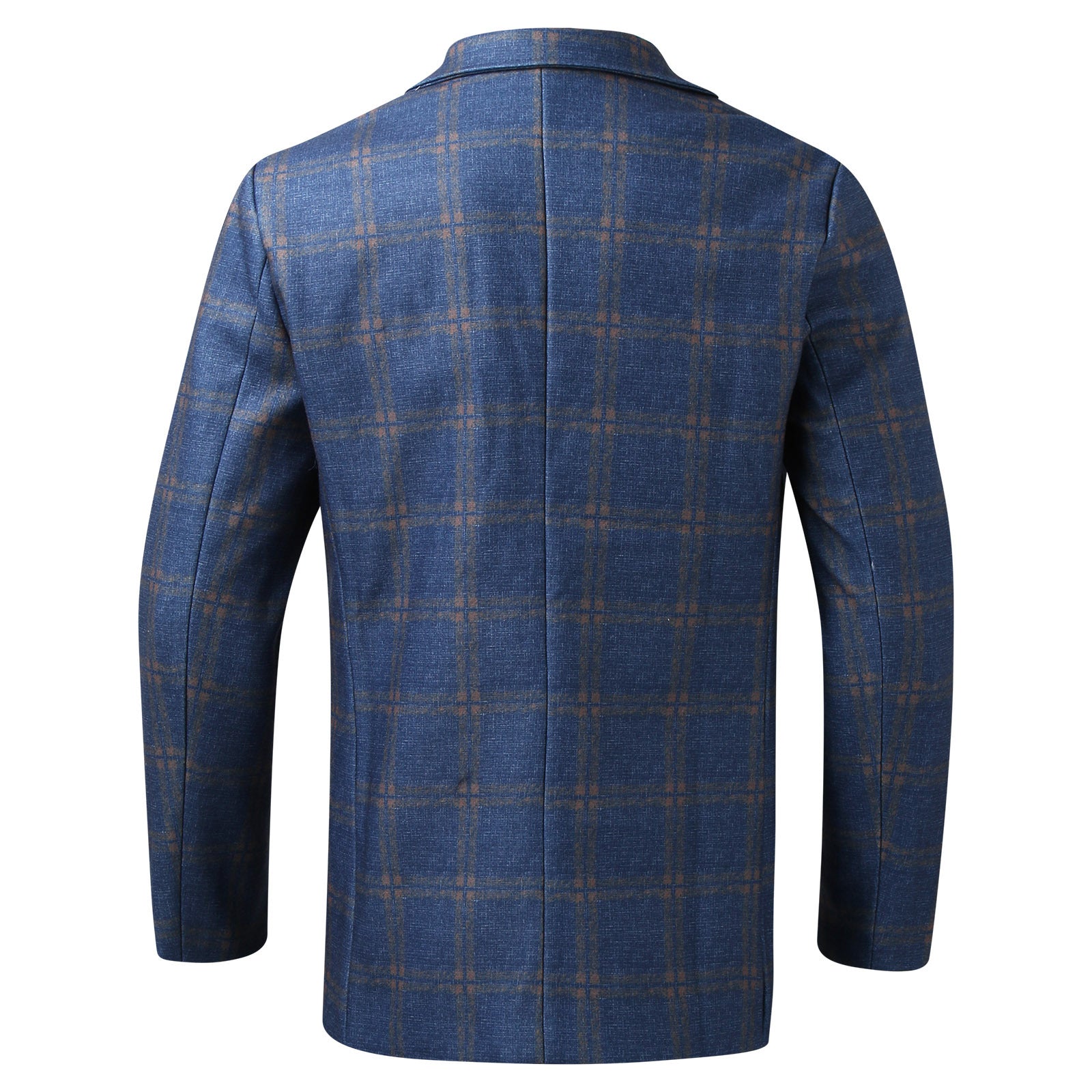 Men's Plaid Suit, Long Sleeve Coat, Business Suit