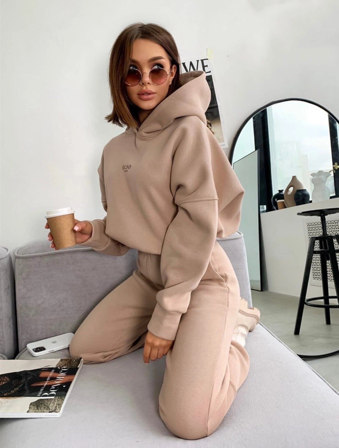 Women's Knitted Fleece Casual Suit